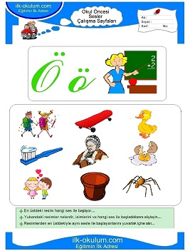 Çocuklar İçin ö Sesi Çalışma Sayfaları 